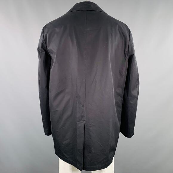 BARNEYS NEW YORK Size 46 Black Cotton Hidden Buttons Trench Coat - Picture 4 of 10